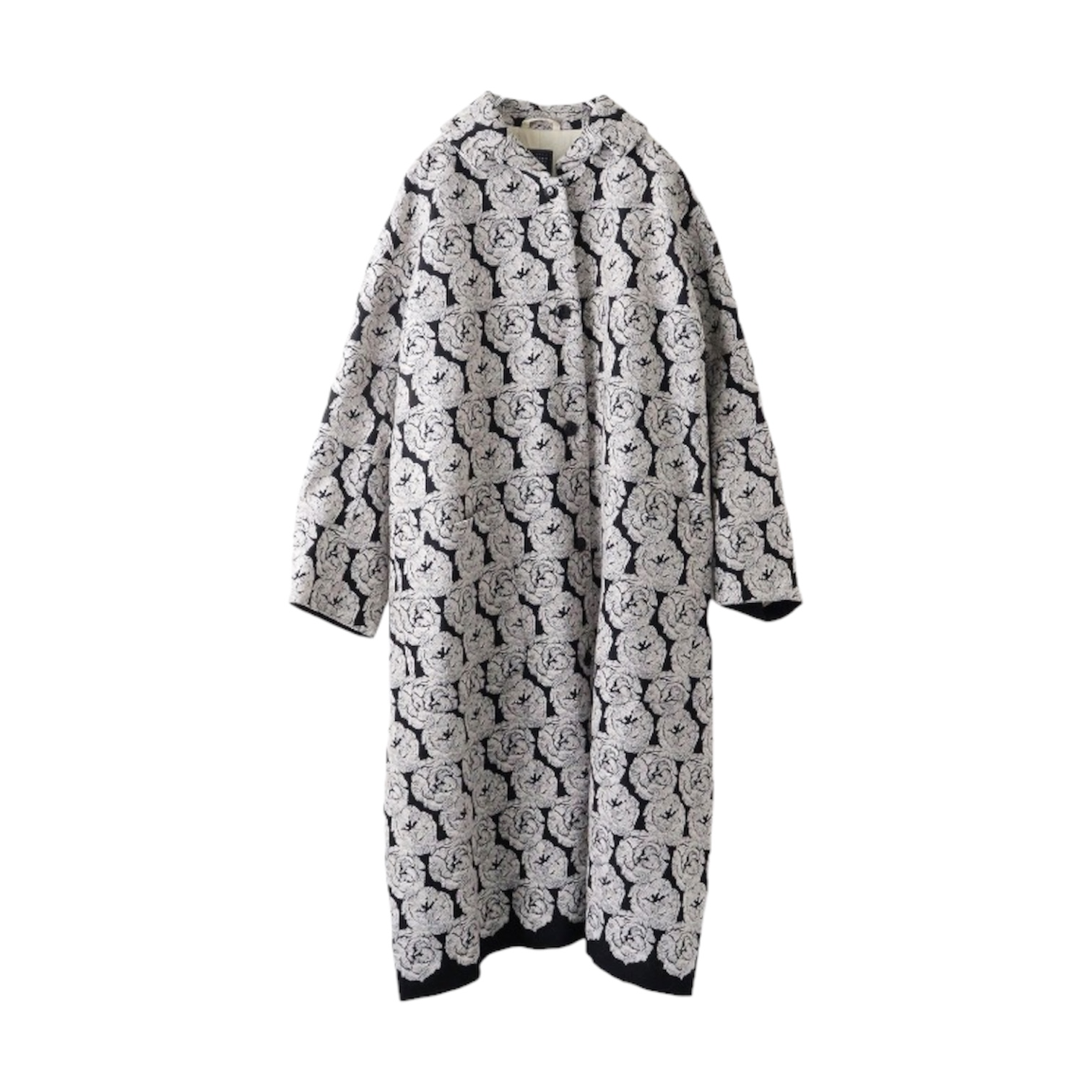 ミナペルホネン flair 総柄 刺繡 ウール ロングコート