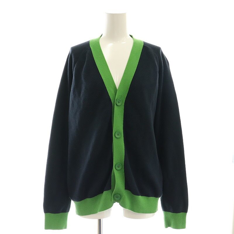 CABaN コットンカシミヤ バイカラーVネックカーディガン