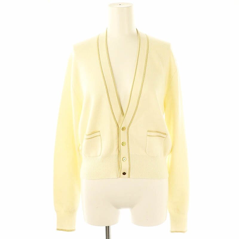 CABaN コットンカシミヤ パイピングVネックショートカーディガン