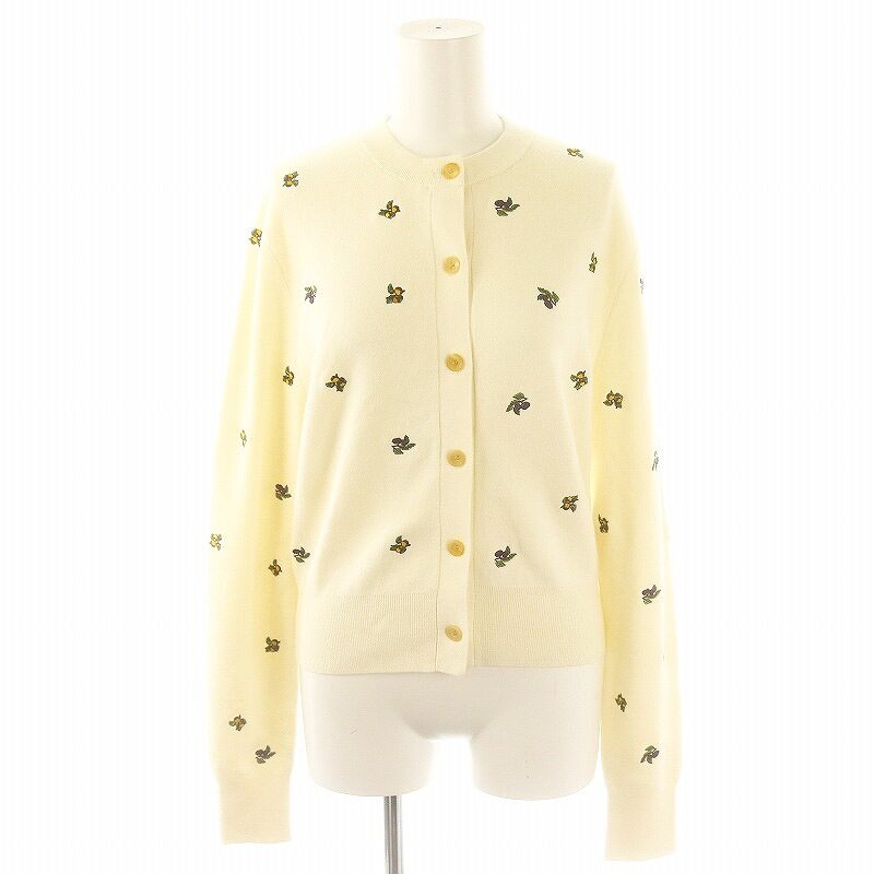 CABaN コットンカシミヤ エンブロイダリークルーネックカーディガン